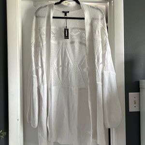 Express XL White Crochet Cardigan